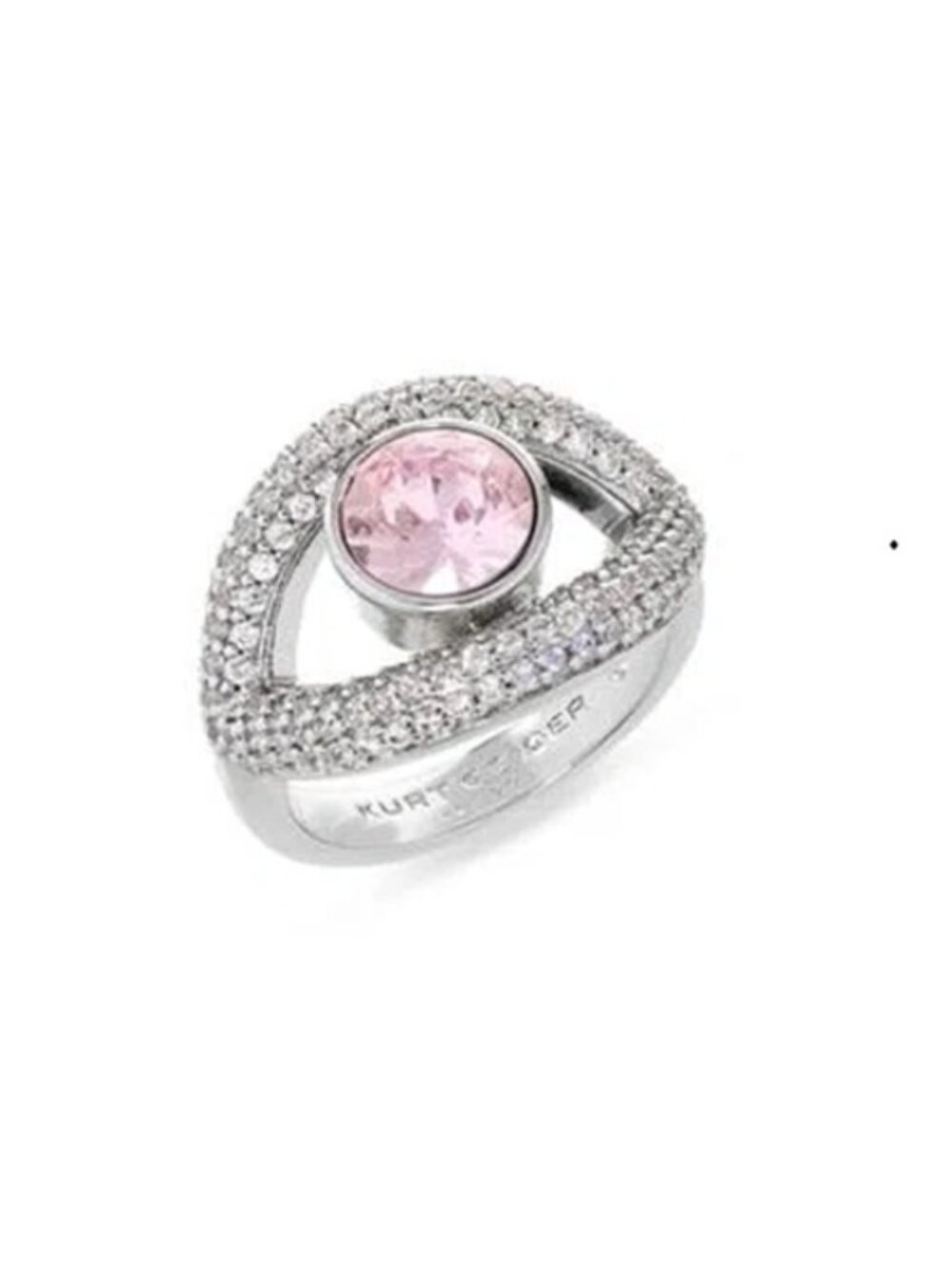 Kurt Geiger London Crystal & Cz Evil Eye Ring In Rhodium/Pink